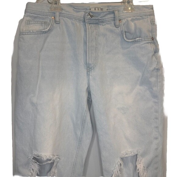 We the Free Light Wash Straight Leg Cropped Distressed Raw Hem Jeans Sz 29 - Picture 2 of 14